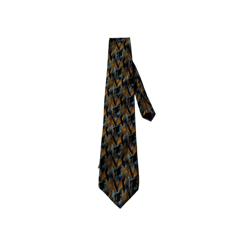 Martini Cocktail Collection Silk Tie Abstract Geometric Gold Teal Made in USA